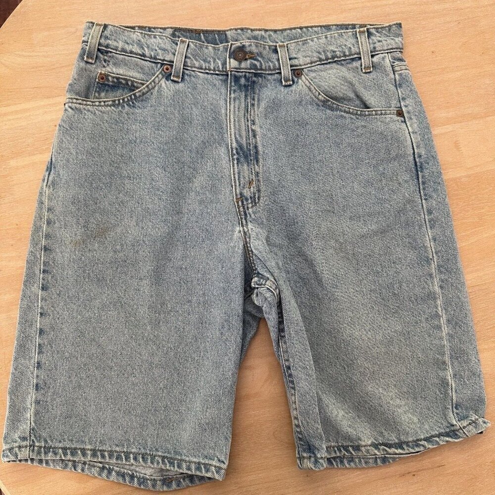 Levis 550 Shorts Mens Orange Tab Blue Denim Size 34 VTG Relaxed Fit Light Wash